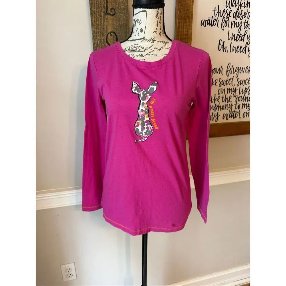 Hue Women's Long Sleeve Crew Neck I'm A Rare Breed Graphic Pajama Top Plum Small